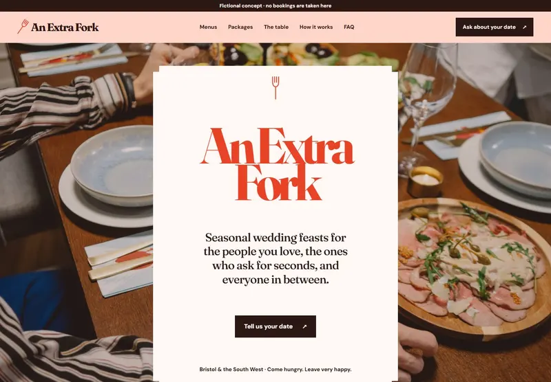 An Extra Fork wedding catering website concept