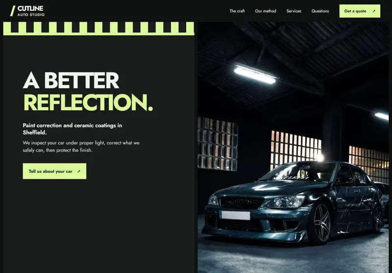 Cutline Studio car detailing website concept
