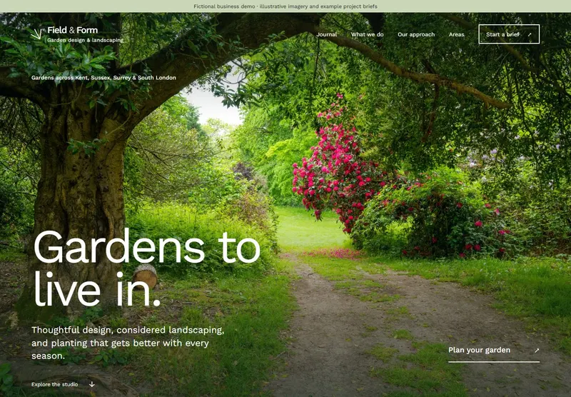 Field & Form landscaping website concept