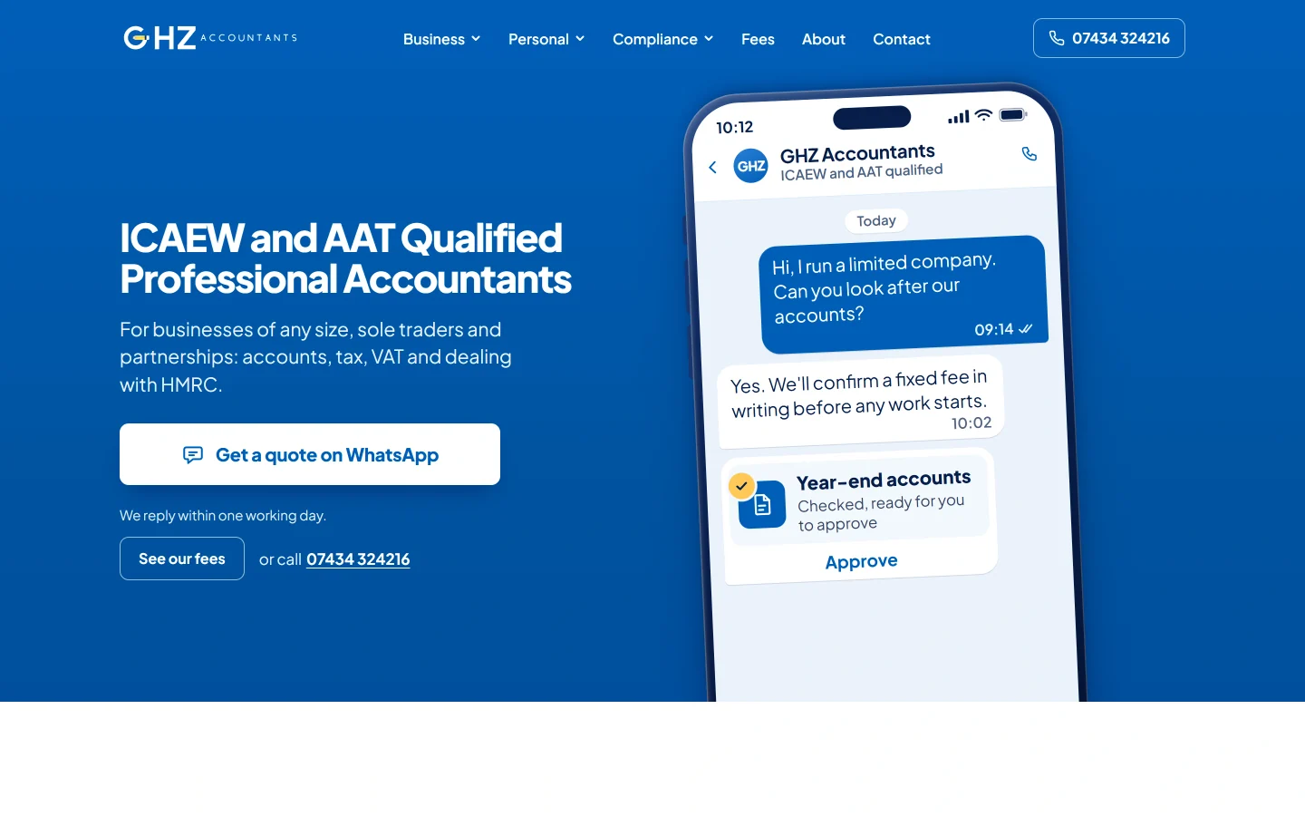 GHZ Accountants homepage