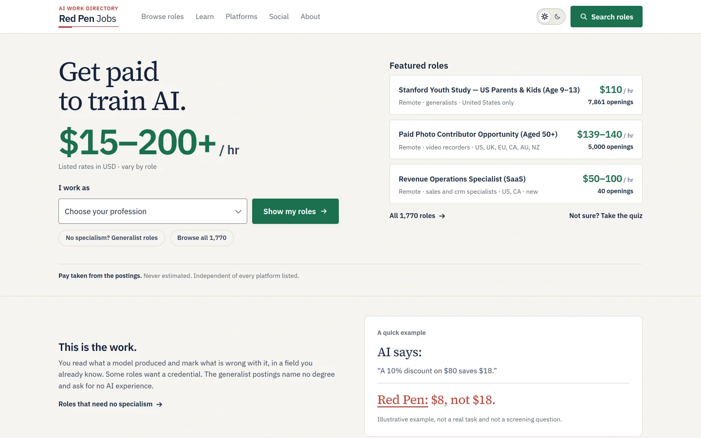 Redpen Jobs homepage